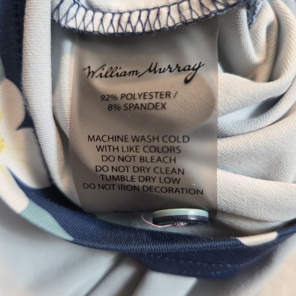 William Murray For Esteban Polo Shirt Mens 2XL Navy Floral Performance Golf - Picture 6 of 10